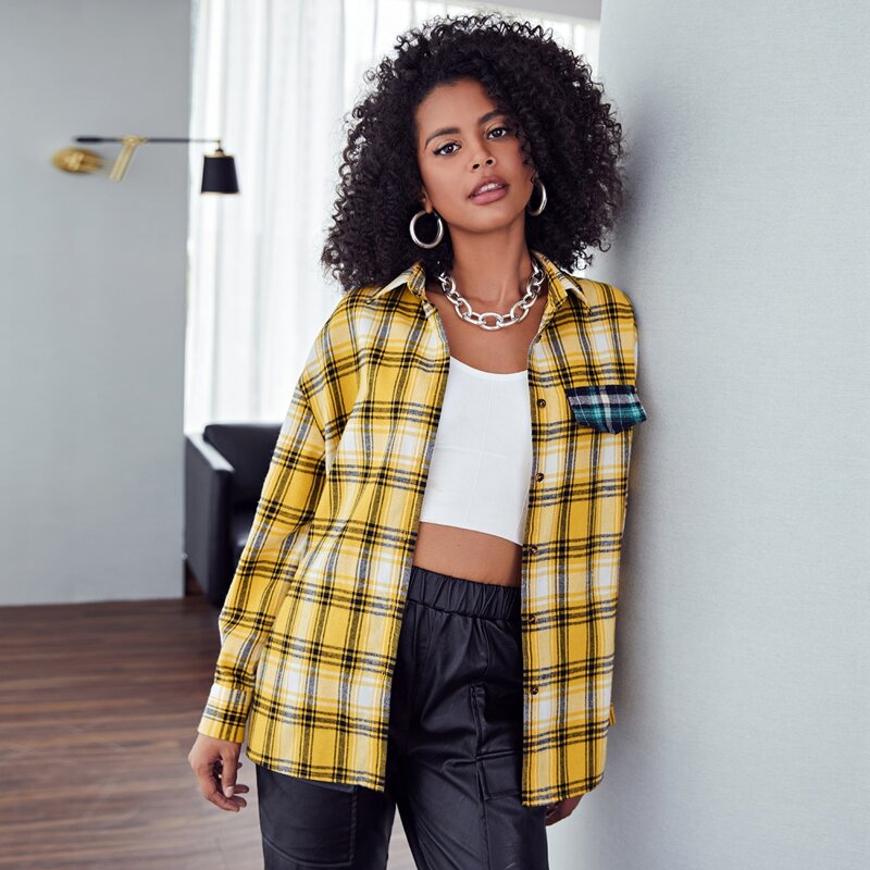 

Single Breasted Tartan Blouse, Multicolor