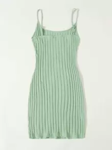Muchica Split Hem Rib Knit Dress - Mint Green - View 2