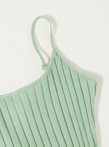 Muchica Split Hem Rib Knit Dress - Mint Green - View 4