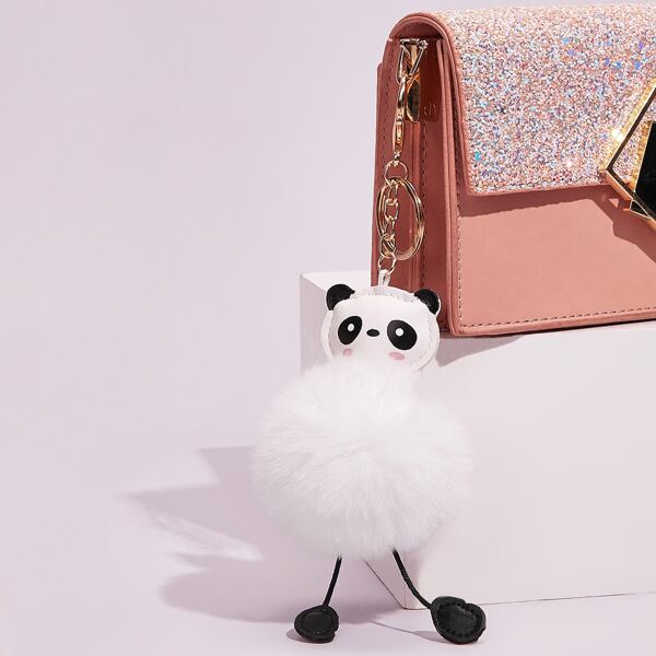 

Cartoon Panda Design Bag Charm, White