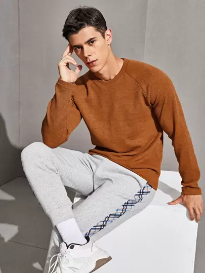 Manfinity RebelGame Men Raglan Sleeve Rib-knit Tee