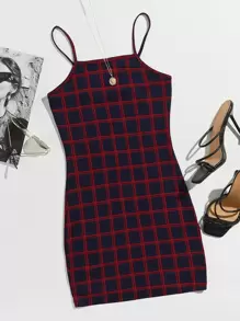 SHEIN Privé Grid Bodycon Dress - Multicolor - View 1