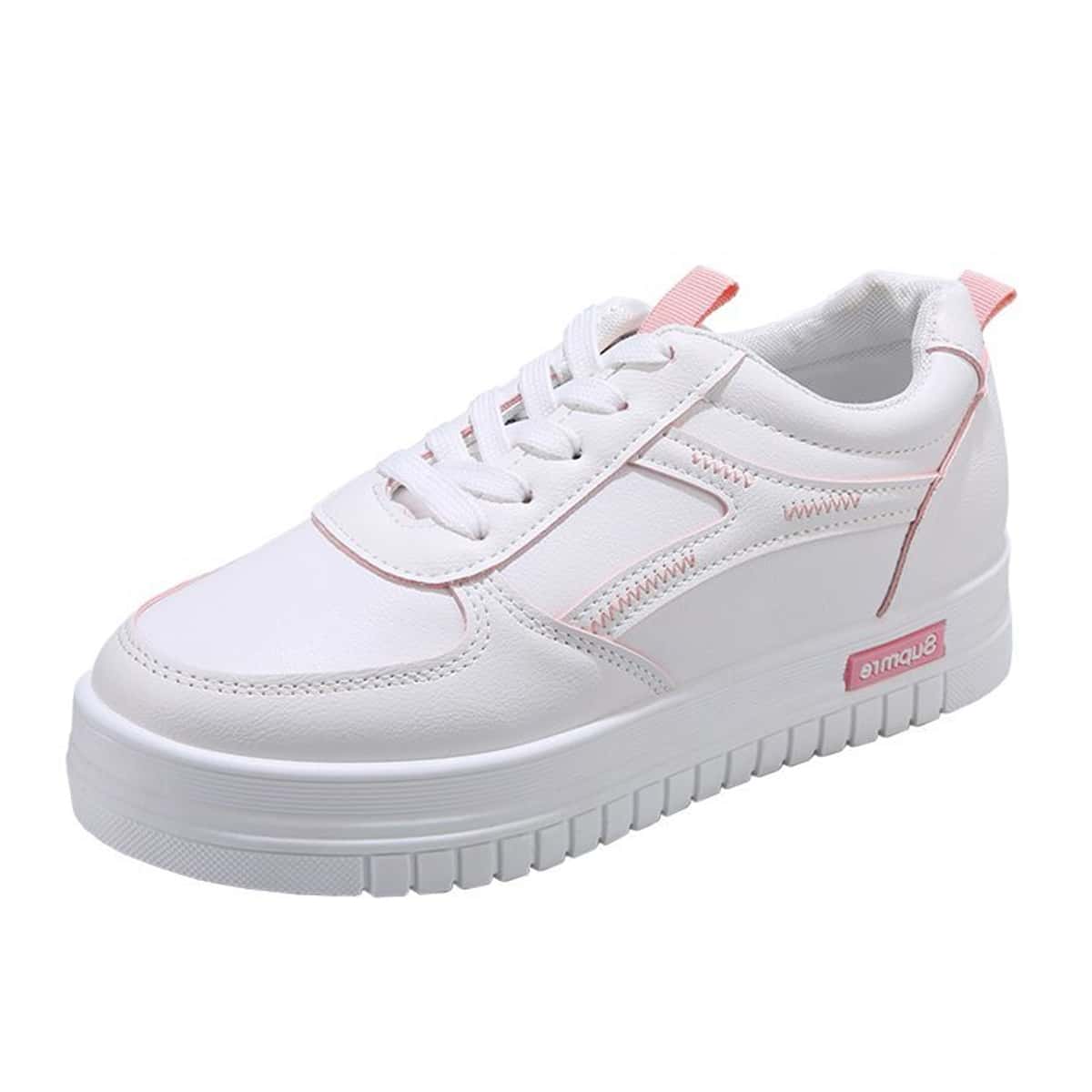 

Flat Lace Up Sneakers, White