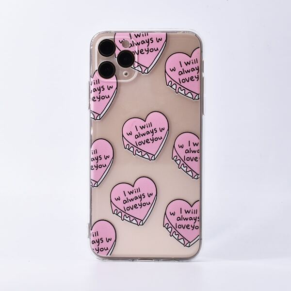 

Heart Pattern Clear iPhone Case, Multicolor
