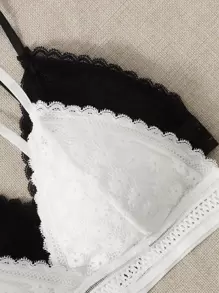 4pcs Floral Lace Lingerie Bra Set - Multicolor - View 4