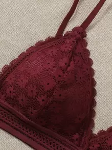 4pcs Floral Lace Lingerie Bra Set - Multicolor - View 5