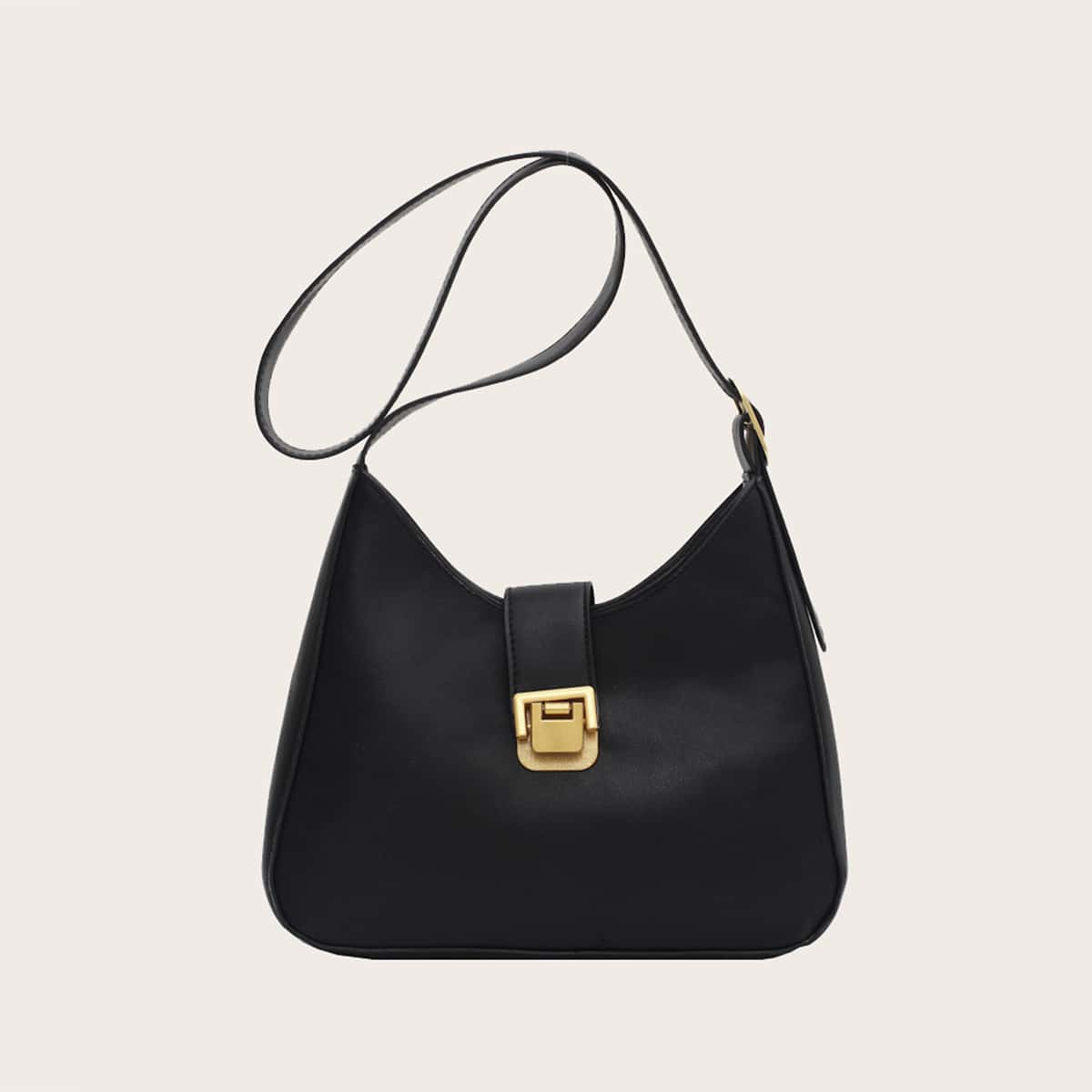 

Minimalist Metal Buckle Bag, Black