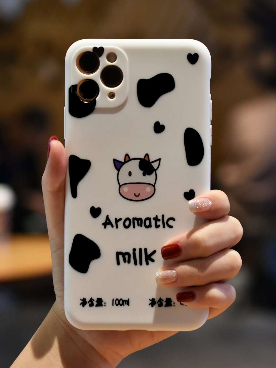 Cow Pattern Case Compatible With iPhone - Black and White - View 1