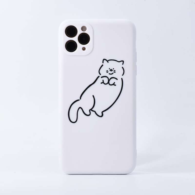 

Cute Cat Print iPhone Case, White