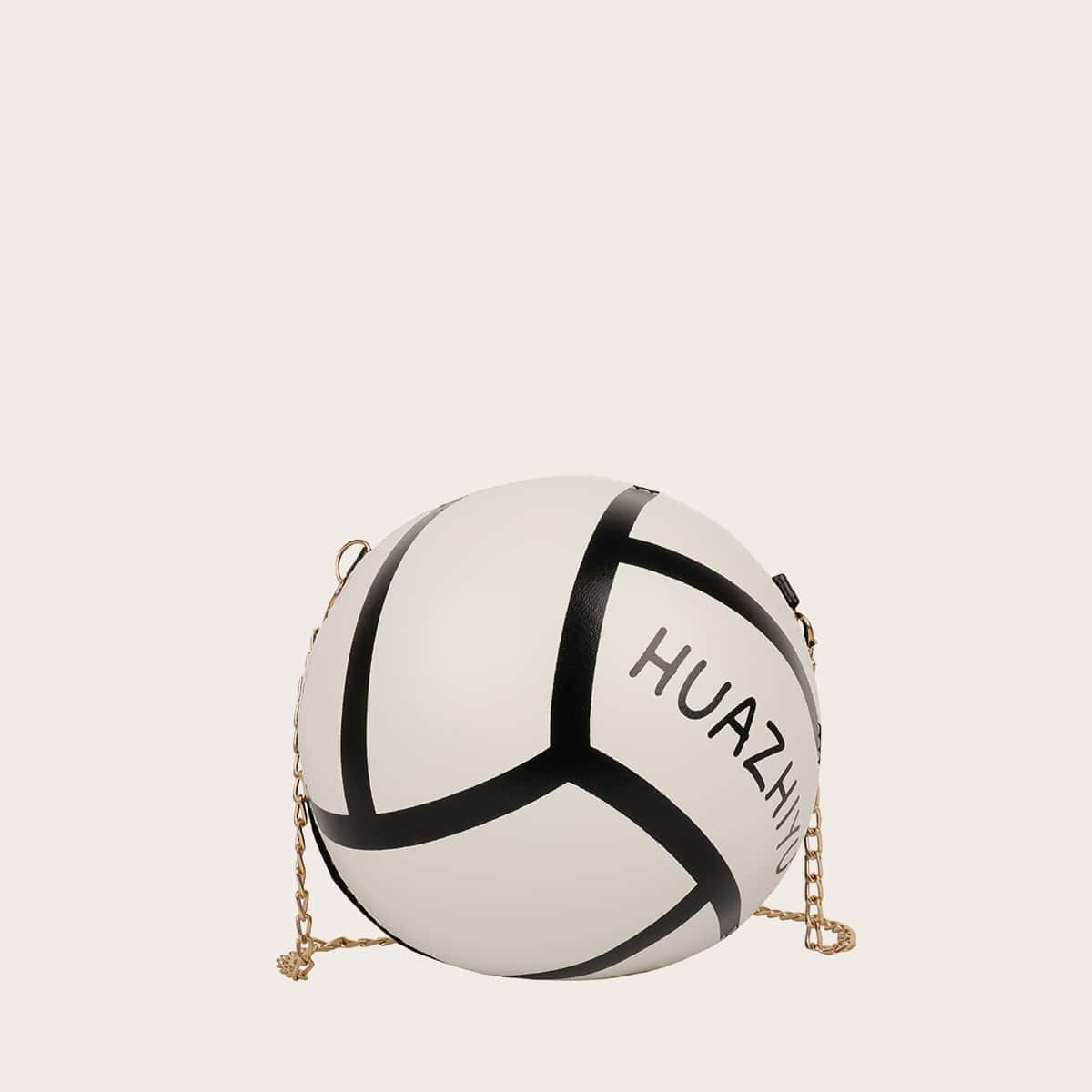 

Ball Shaped Chain Crossbody Bag, White