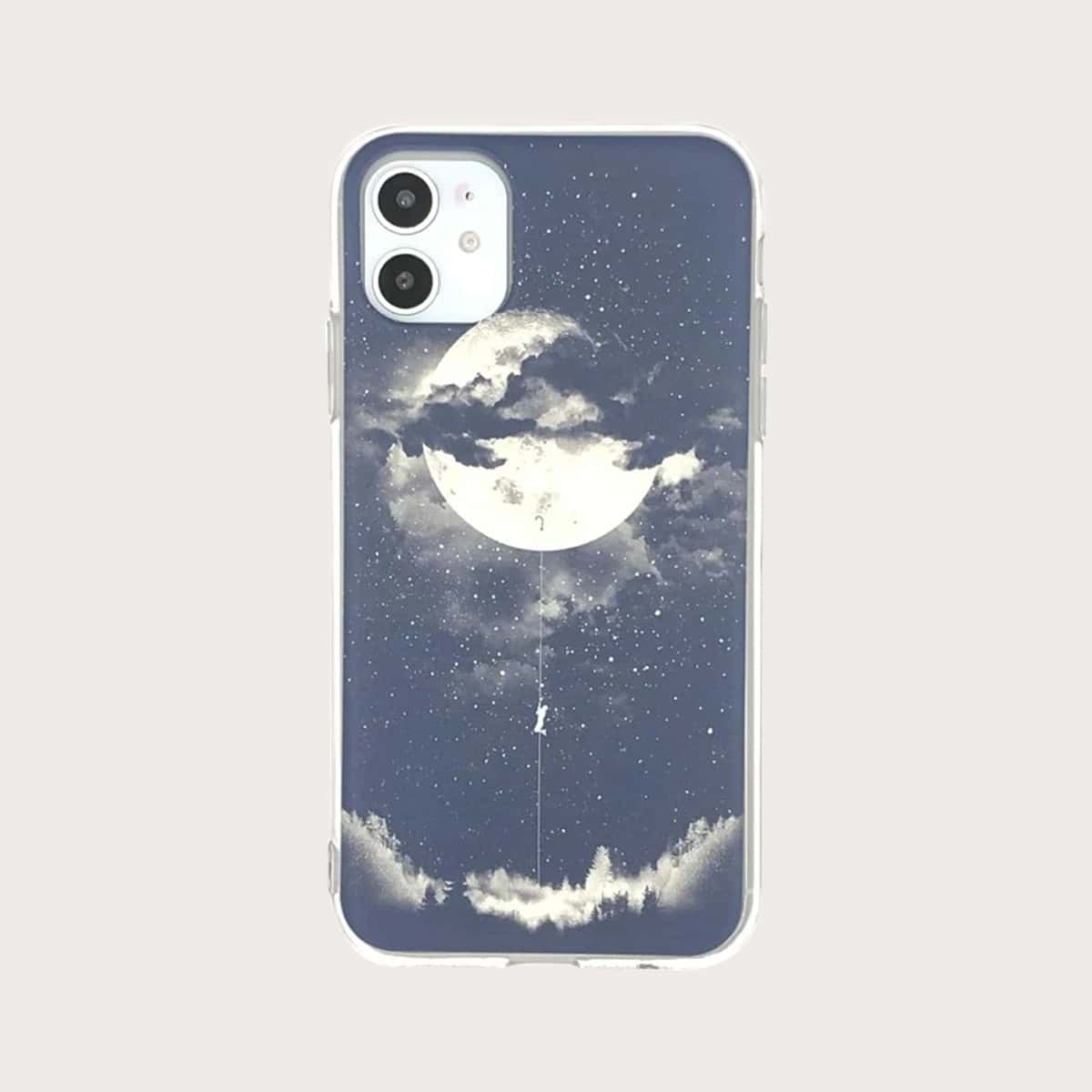 

Moon Pattern iPhone Case, Blue