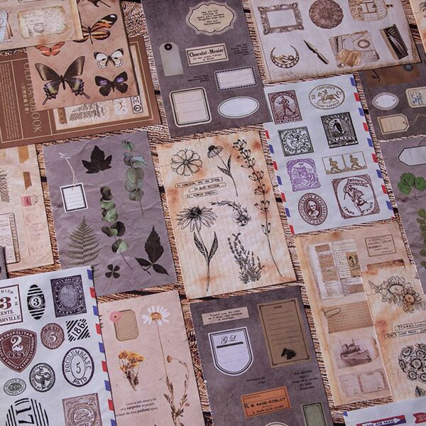 

8sheets Vintage Pattern Random Sticker, Multicolor
