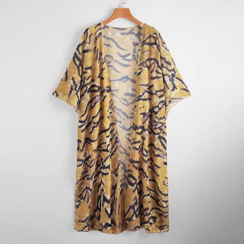 

Tiger Stripe Front Kimono, Yellow