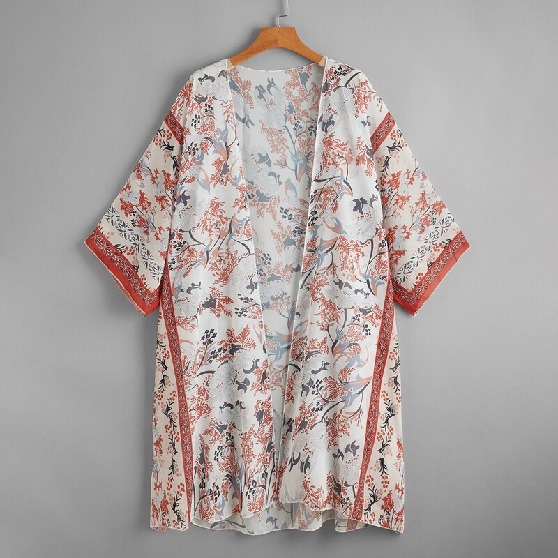 

Floral Open Front Kimono, Multicolor