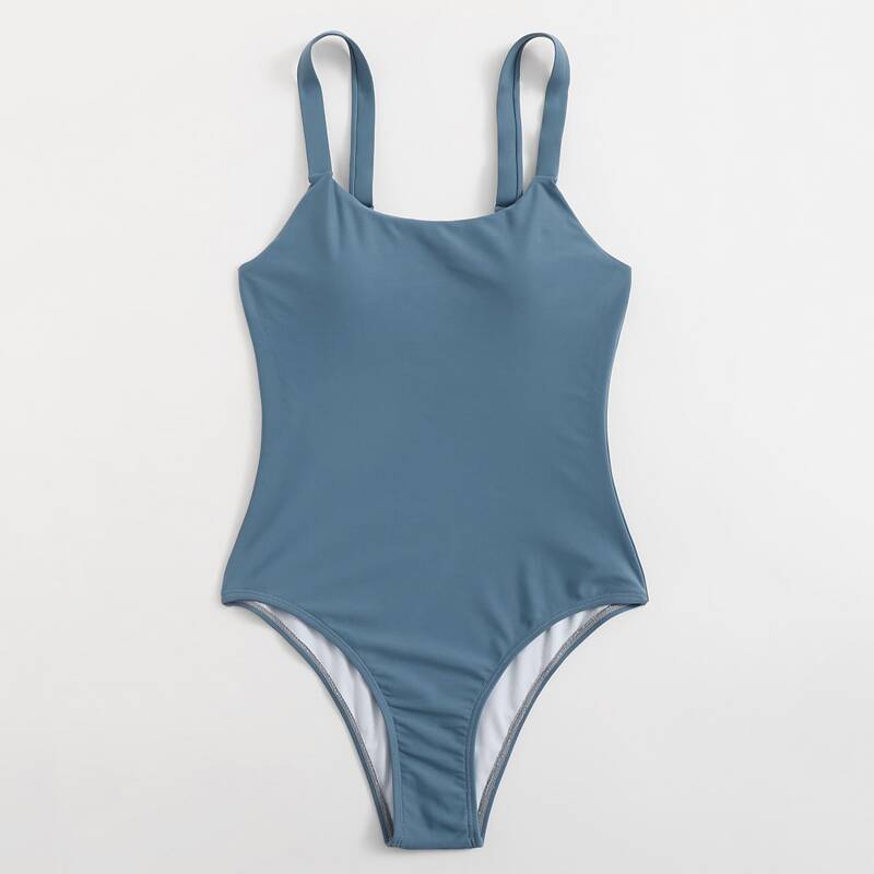 

Solid Cami One Piece Swimsuit, Dusty blue