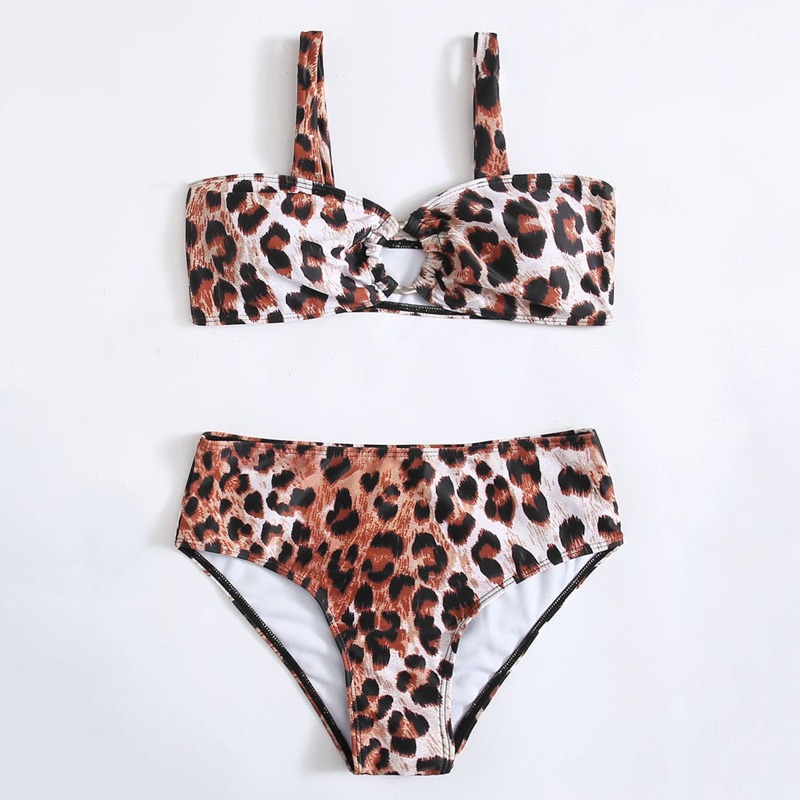 

Leopard Ring Decor Bikini Swimsuit, Multicolor