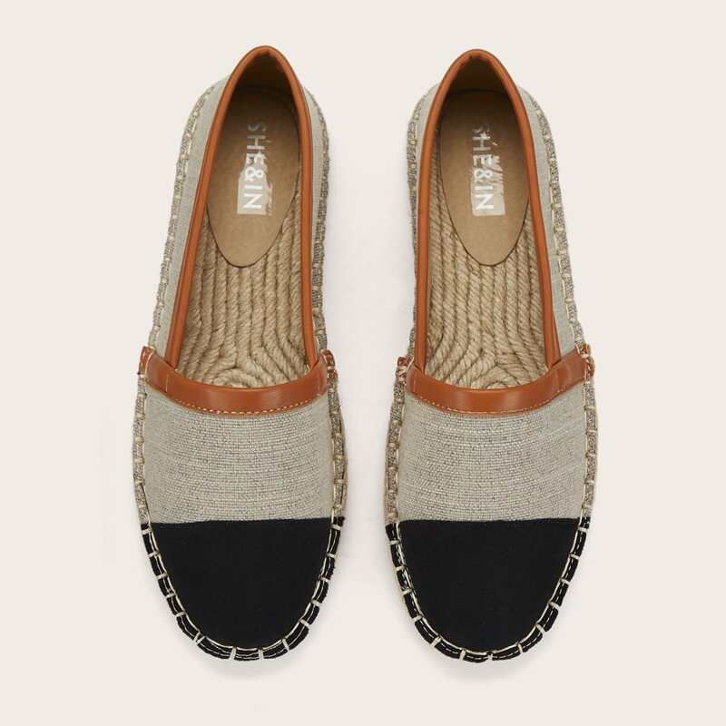 

Color Block Espadrille Heeled Flats, Khaki