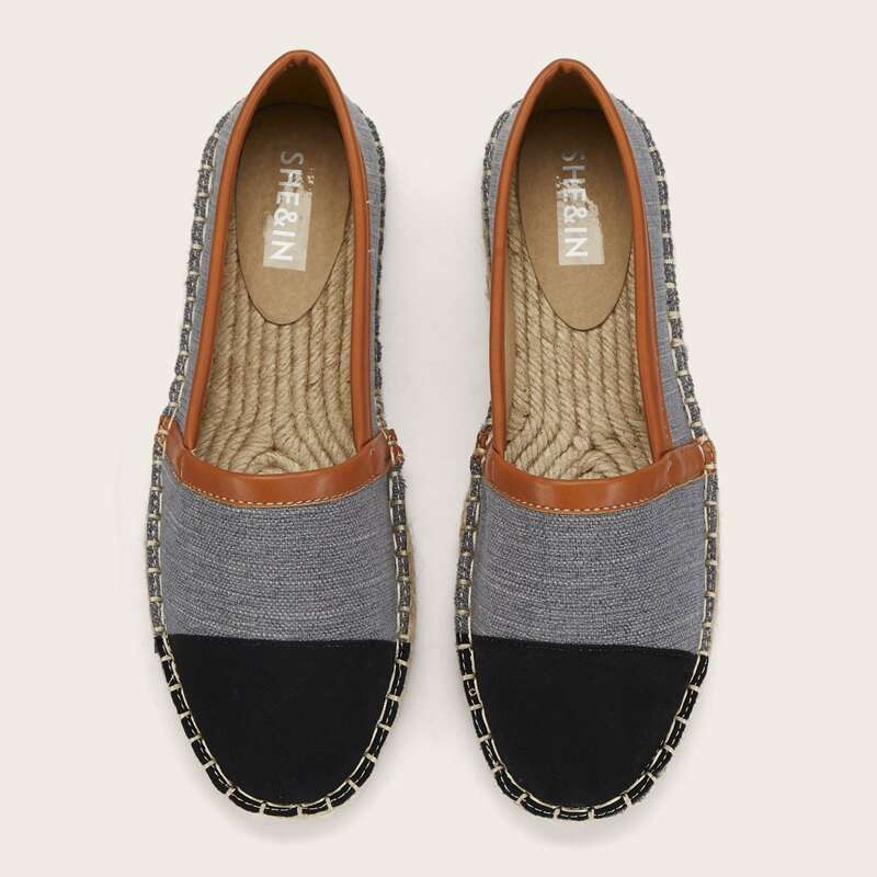 

Color Block Espadrille Heeled Flats, Blue