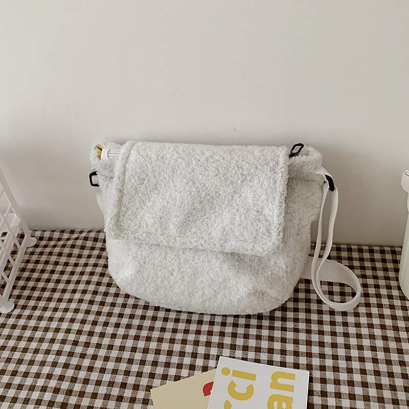 

Solid Teddy Crossbody Bag, White