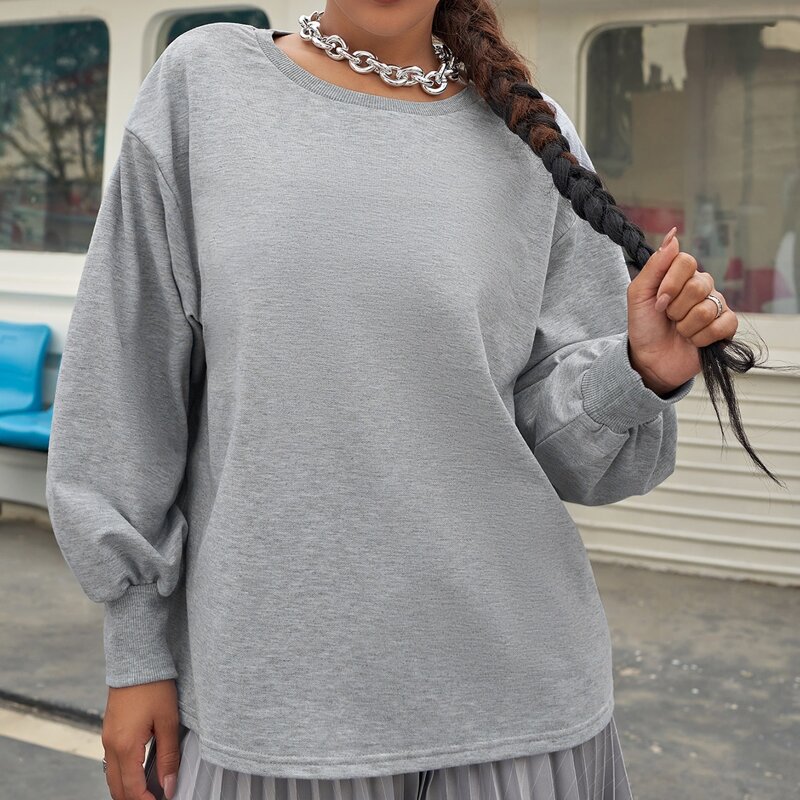 

Drop Shoulder Solid Oversized Pullover, Light grey