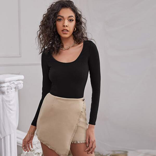 

Scoop Neck Slim Tee, Black