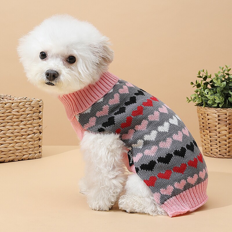 

Heart Pattern Dog Sweater, Multicolor