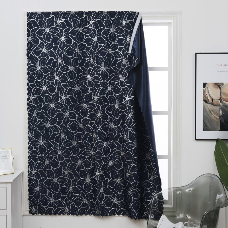 

Flower Print Single Panel Curtain, Blue