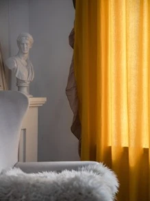 Ruffle Trim Single Panel Curtain - Yellow - View 3