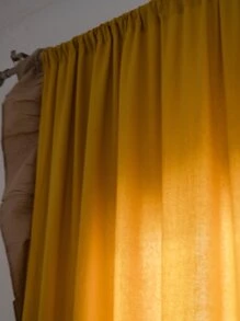 Ruffle Trim Single Panel Curtain - Yellow - View 4