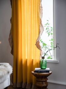 Ruffle Trim Single Panel Curtain - Yellow - View 5