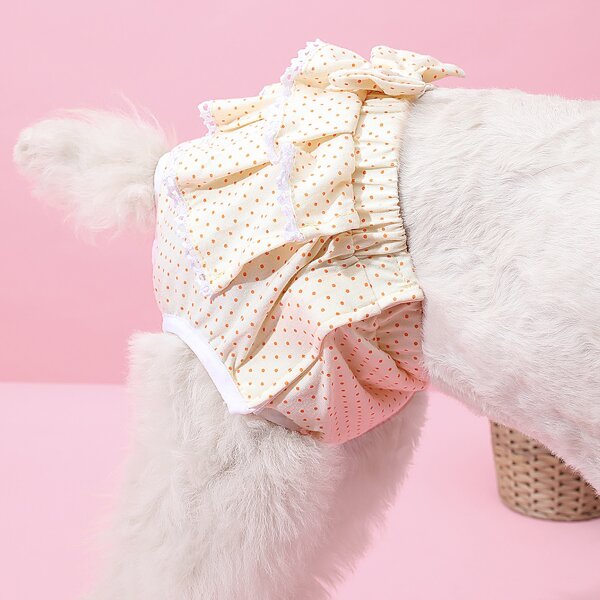 

Polka Dot Pattern Dog Sanitary Pant, Yellow