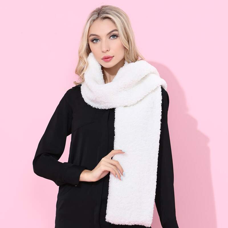 

Plain Teddy Scarf, White