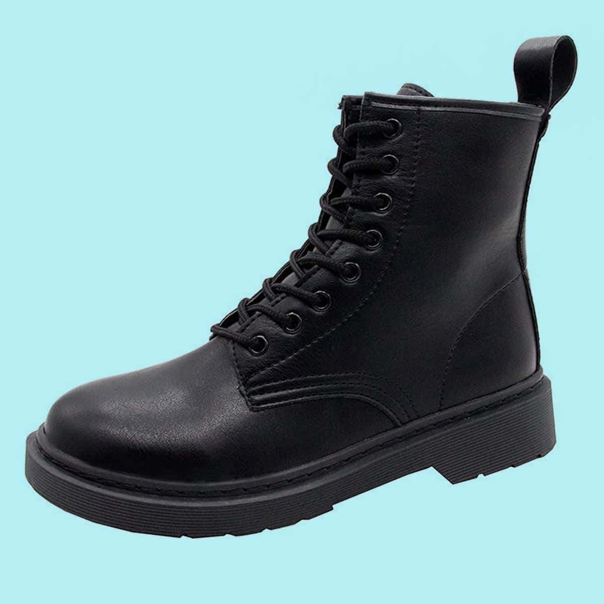 

Lace-up Front Combat Boots, Black