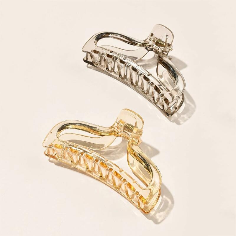 

2pcs Clear Hair Claw, Multicolor