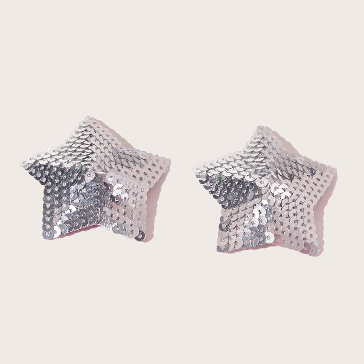 

1pair Sequin Star Shaped Nipple Cover, Silver