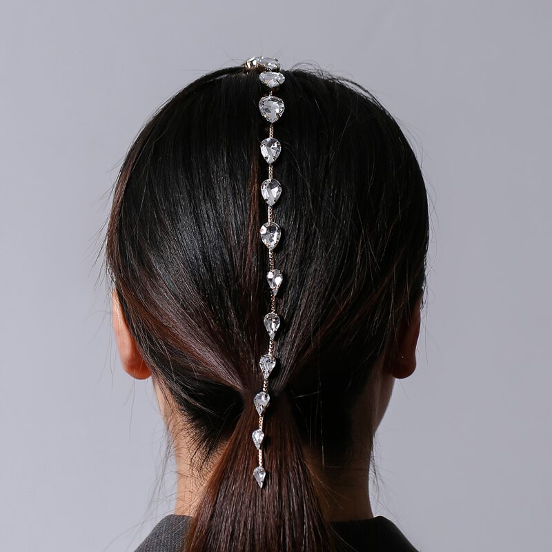 

Waterdrop Rhinestone Chain Hair Clip, Gold