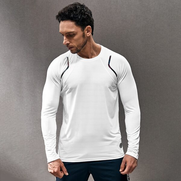 

Men Crew Neck Raglan Sleeve Sports Tee, White