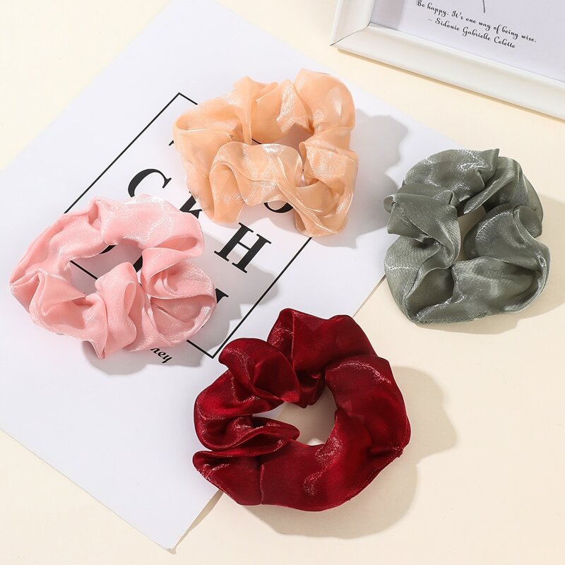 

4pcs Simple Plain Scrunchie, Multicolor