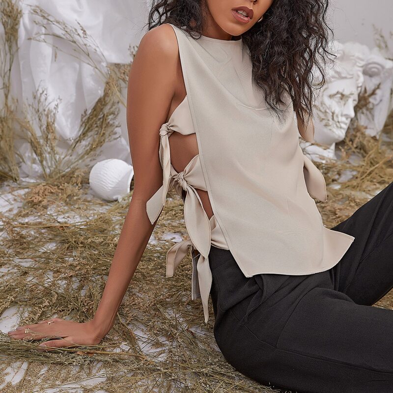 

Knot Both Side Tank Top, Apricot