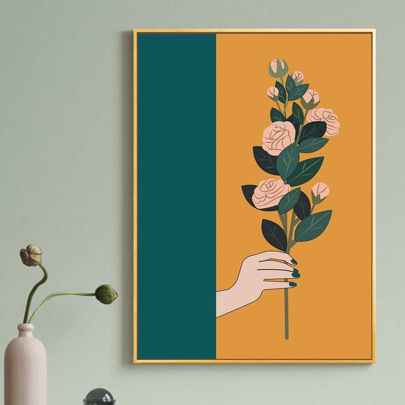 

Flower Print Wall Painting Without Frame, Multicolor