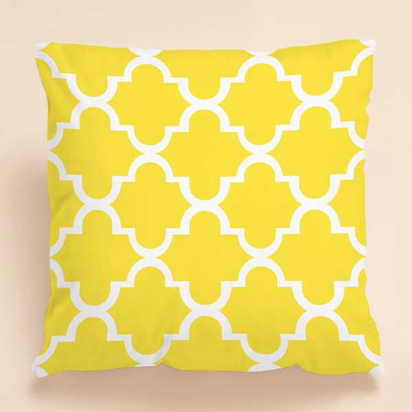 

Geometric Pattern Cushion Cover Without Filler, Yellow