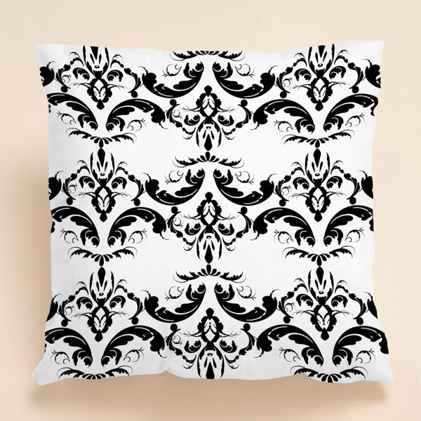 

Damask Pattern Cushion Cover Without Filler, Black and white