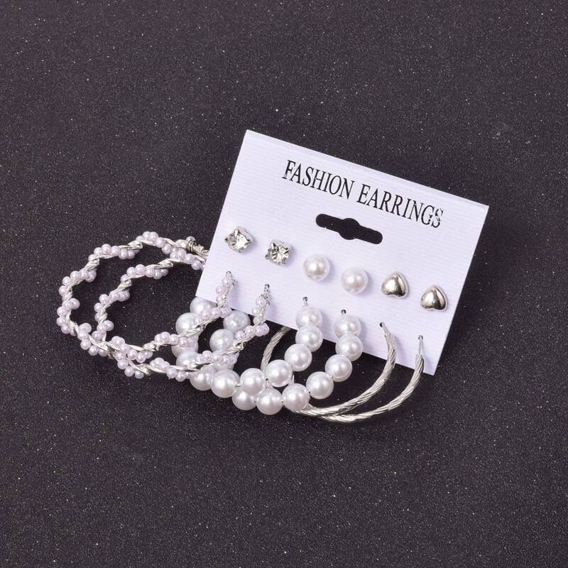 

6pairs Faux Pearl Earrings Set, White