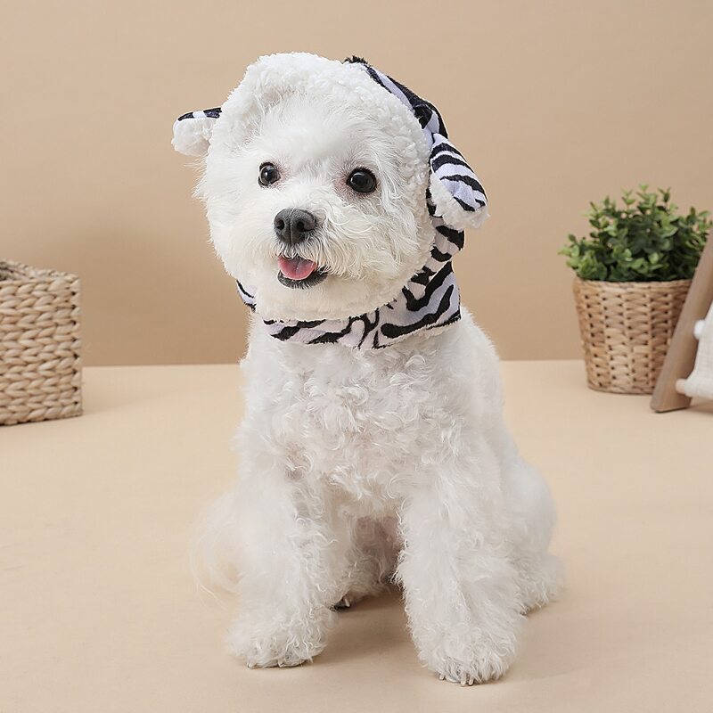 

Zebra Striped Dog Hat, Black and white