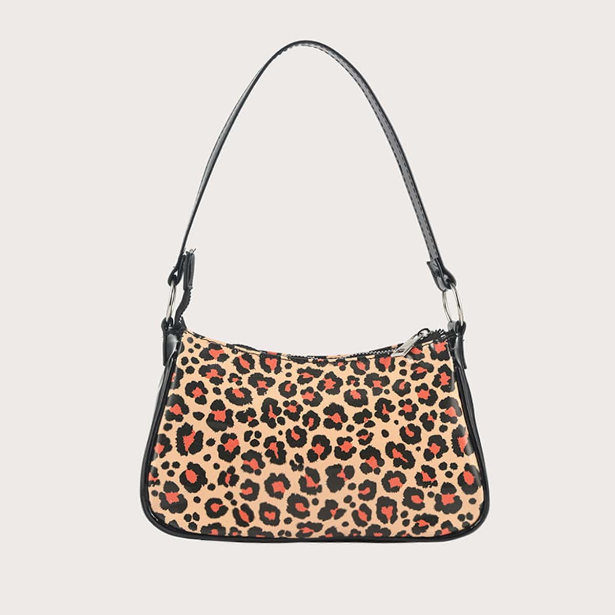 Leopard Baguette Bag, Brown