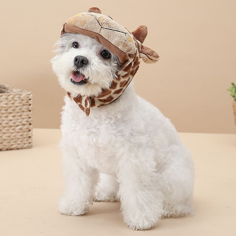 

Cartoon Giraffe Design Dog Hat, Brown