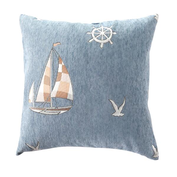 

Boat Pattern Cushion Cover Without Filler, Blue