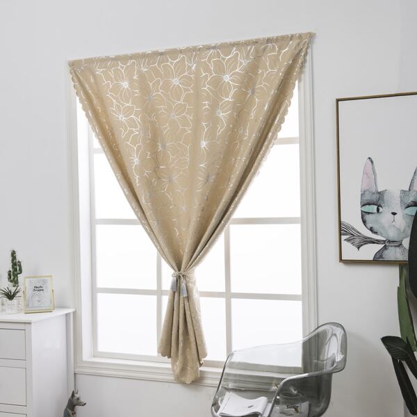 

Flower Print Single Panel Curtain, Khaki