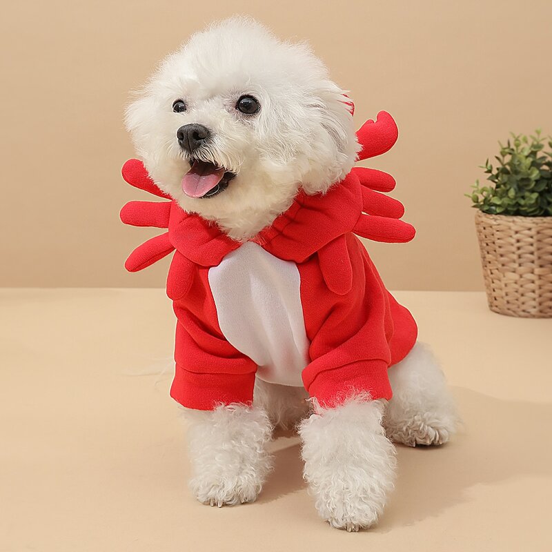

Crab Design Dog Hoodie, Red