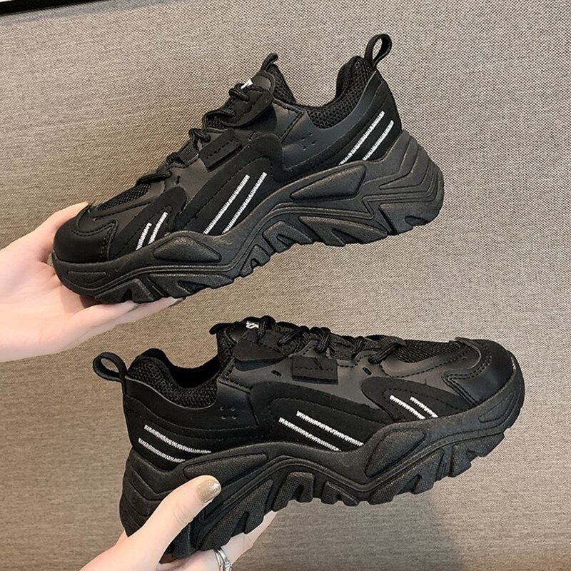 

Striped Detail Chunky Trainers, Black